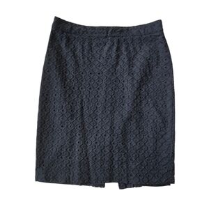 LOFT Black Eyelet Pencil Skirt